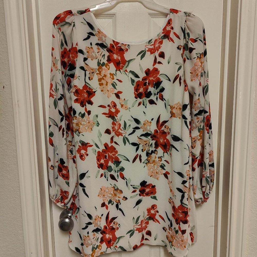NYMPHE Los Angeles  Women's Floral Mini Tunic Dress Long Sleeves Size M